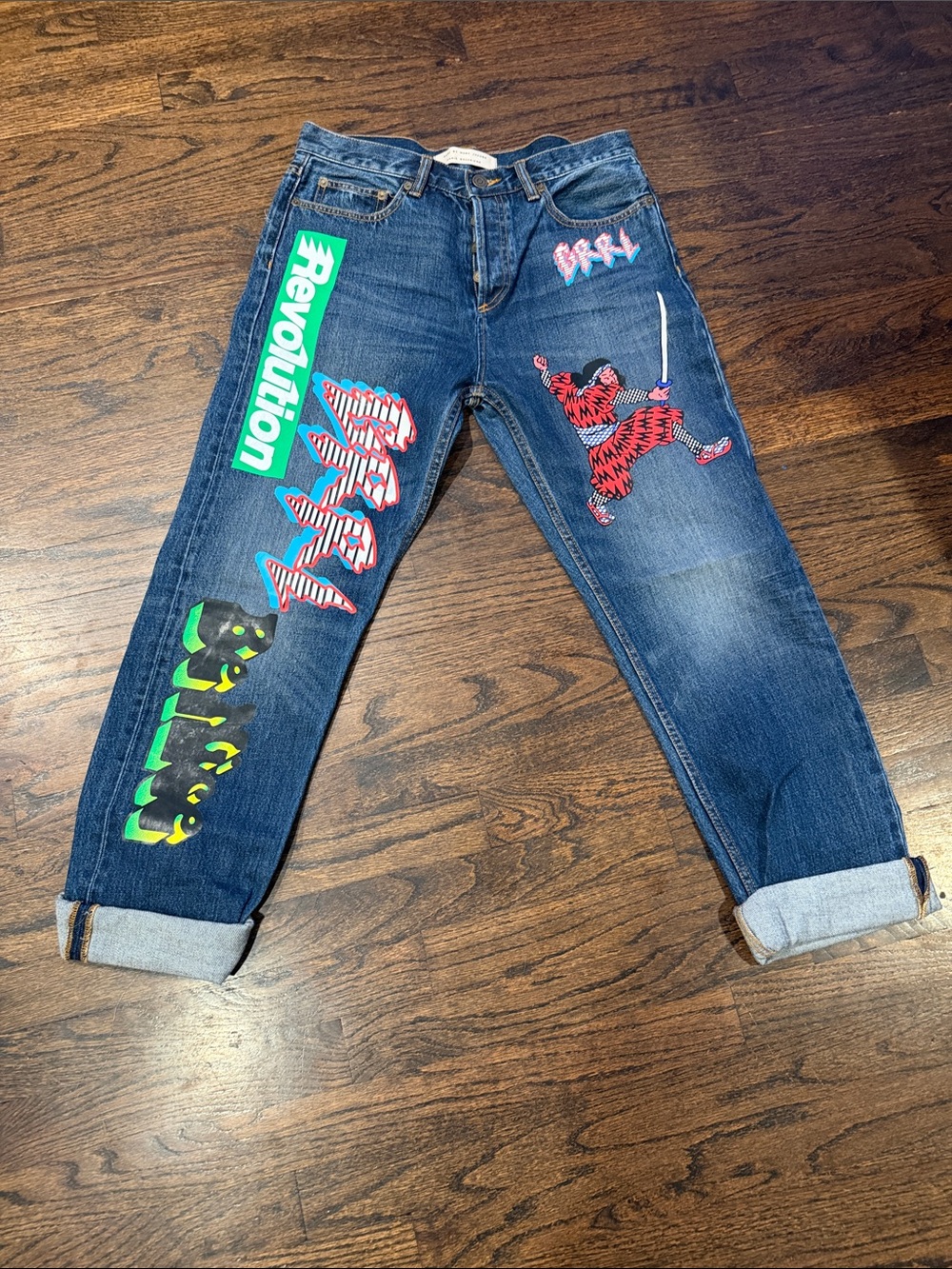 Marc Jacobs Runway printed patchwork Annie Boyfriend Jeans Size 27